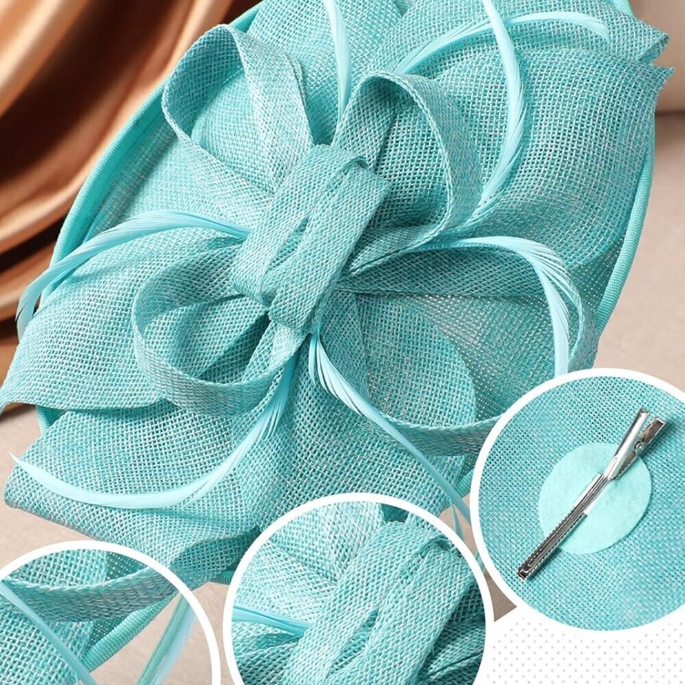 Feather Tea Party Hat Women Elegant Derby Fascinator Hair Clip Wedding - Picture 5 of 6